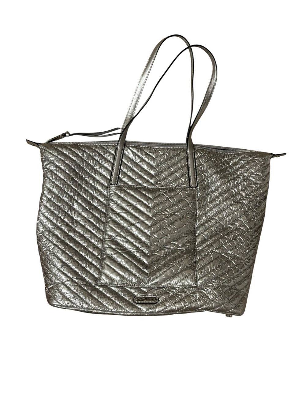 Rebecca Minkoff Metallic Silver Quilted Tote ✨